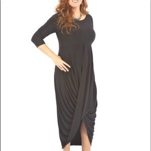 Sympli grey swag maxi dress travel stretchy 14
